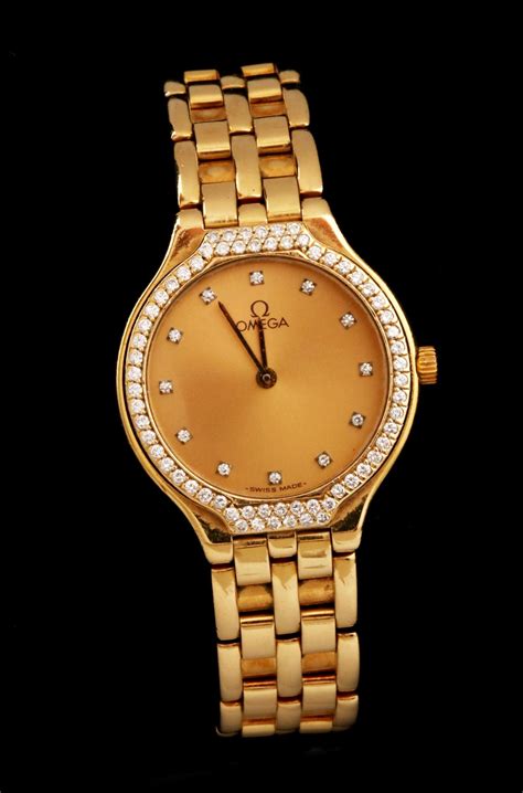 gold and silver omega watch|omega 18k gold ladies watch.